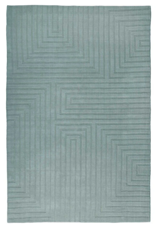 Minimalist Modern Blue Area Rug – Hand-Tufted Geometric Line Pattern Carpet for Living Room, Bedroom & Office Décor