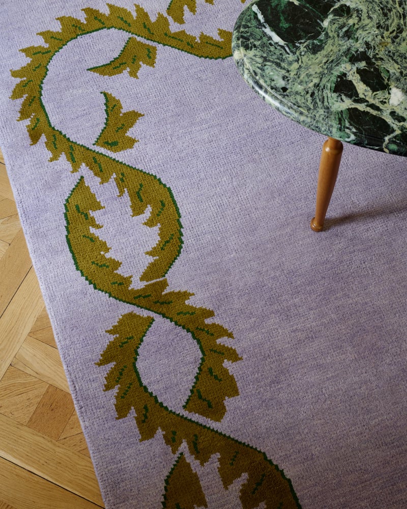 Elegant Olive Green Vine Border Hand Tufted Rug | Floral Botanical Frame Area Rug | Luxury Modern Minimalist Living Room Carpet | Soft Home Decor Accent Rug