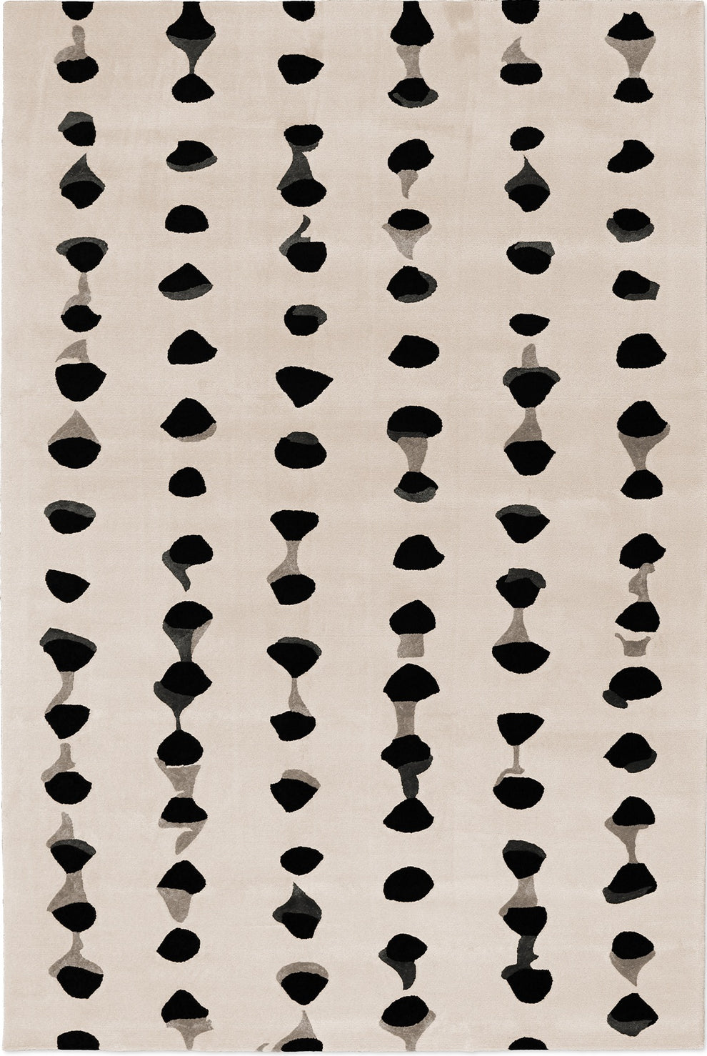 Ivory & Black Abstract Hand Tufted Wool Rug – Modern Scandinavian Area Rug for Living Room & Bedroom