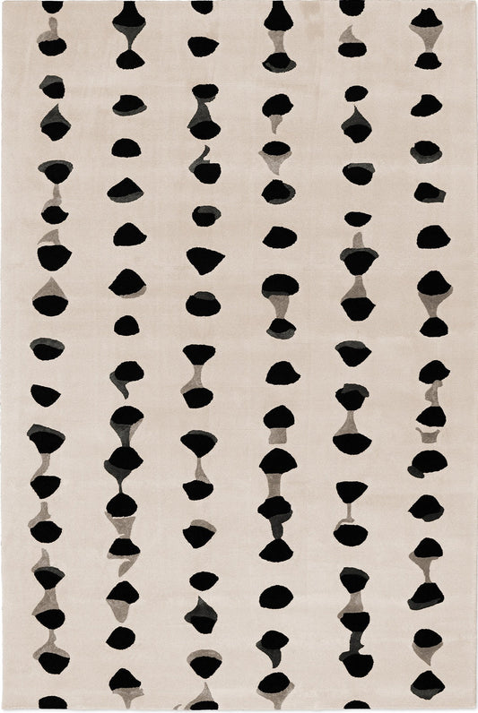 Ivory & Black Abstract Hand Tufted Wool Rug – Modern Scandinavian Area Rug for Living Room & Bedroom