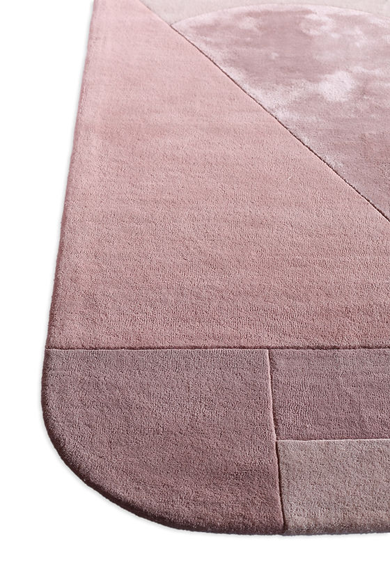 Handmade Pink Geometric Wool Rug – Modern Minimalist Area Carpet for Living Room, Bedroom & Luxury Home Décor