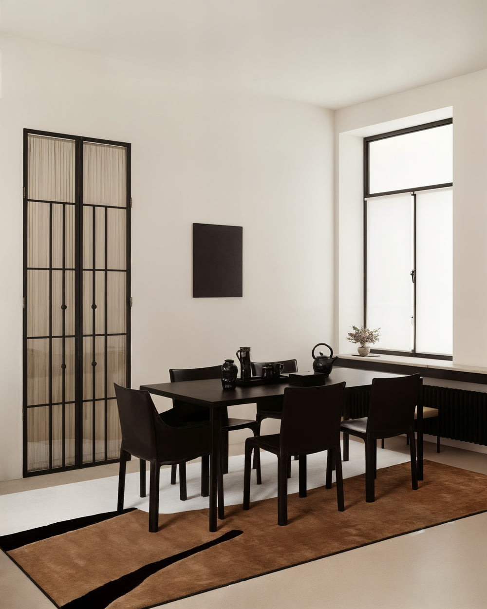 Modern Abstract Hand Tufted Wool Rug, Brown Black Ivory Area Rug, Contemporary Minimalist Carpet, Scandinavian Living Room Rug, Handmade Designer Rug