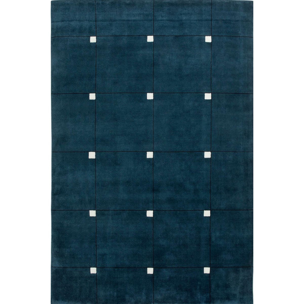 Blue Checkered Area Rug – Modern Minimalist Grid Carpet for Living Room, Bedroom & Office Home Décor