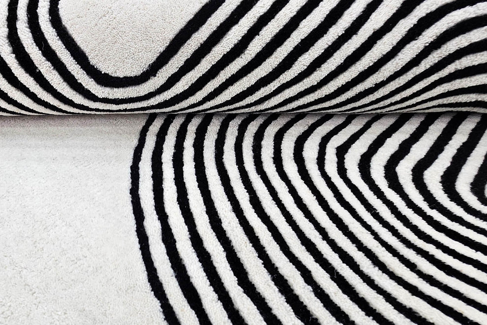 Modern Hand Tufted Wool Rug – Scandinavian Abstract Line Art Carpet for Living Room & Bedroom