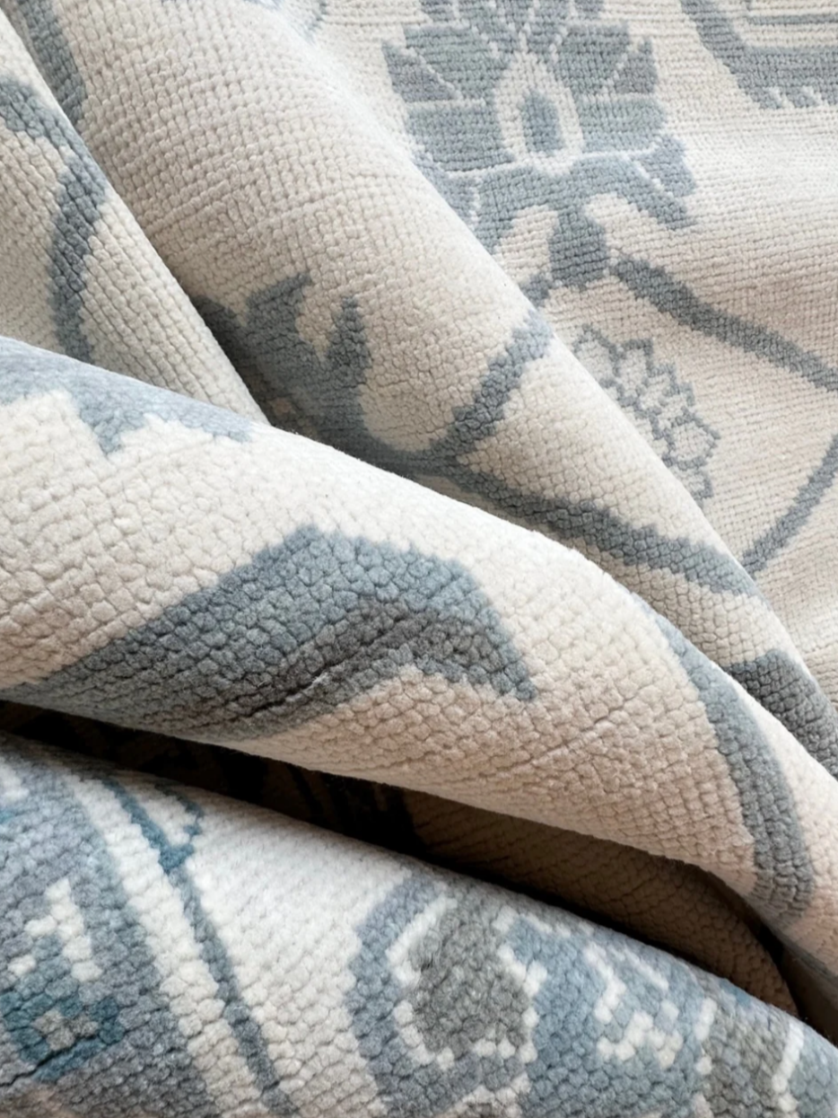 Luxury Hand-Knotted Oushak Rug – Authentic Turkish Design | Soft Wool Vintage Style Area Carpet for Living Room & Bedroom