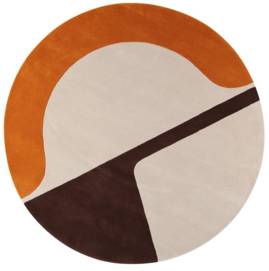 Modern Round Abstract Rug – Hand-Tufted Wool Carpet with Geometric Design | Custom Size Area Rug for Living Room & Bedroom Décor