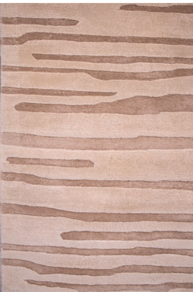 Beige Abstract Hand Tufted Rug – Modern Minimalist Wool Carpet with Organic Linear Pattern, Soft Neutral Area Rug for Living Room, Bedroom & Office Decor