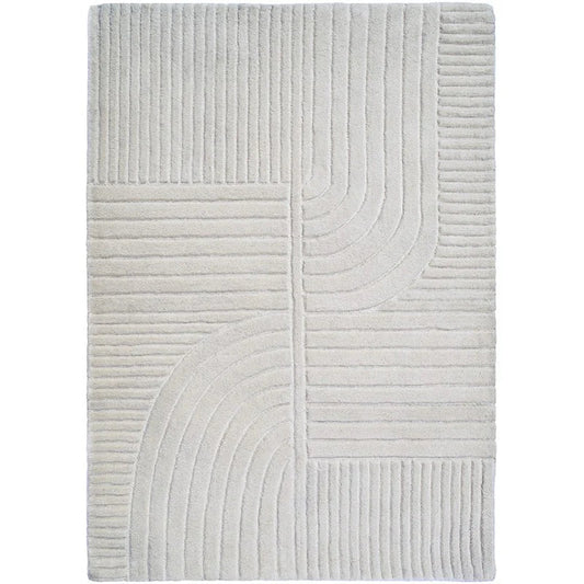 Modern Hand-Tufted Geometric Wool Rug – Minimalist Textured Area Carpet for Living Room & Bedroom Décor