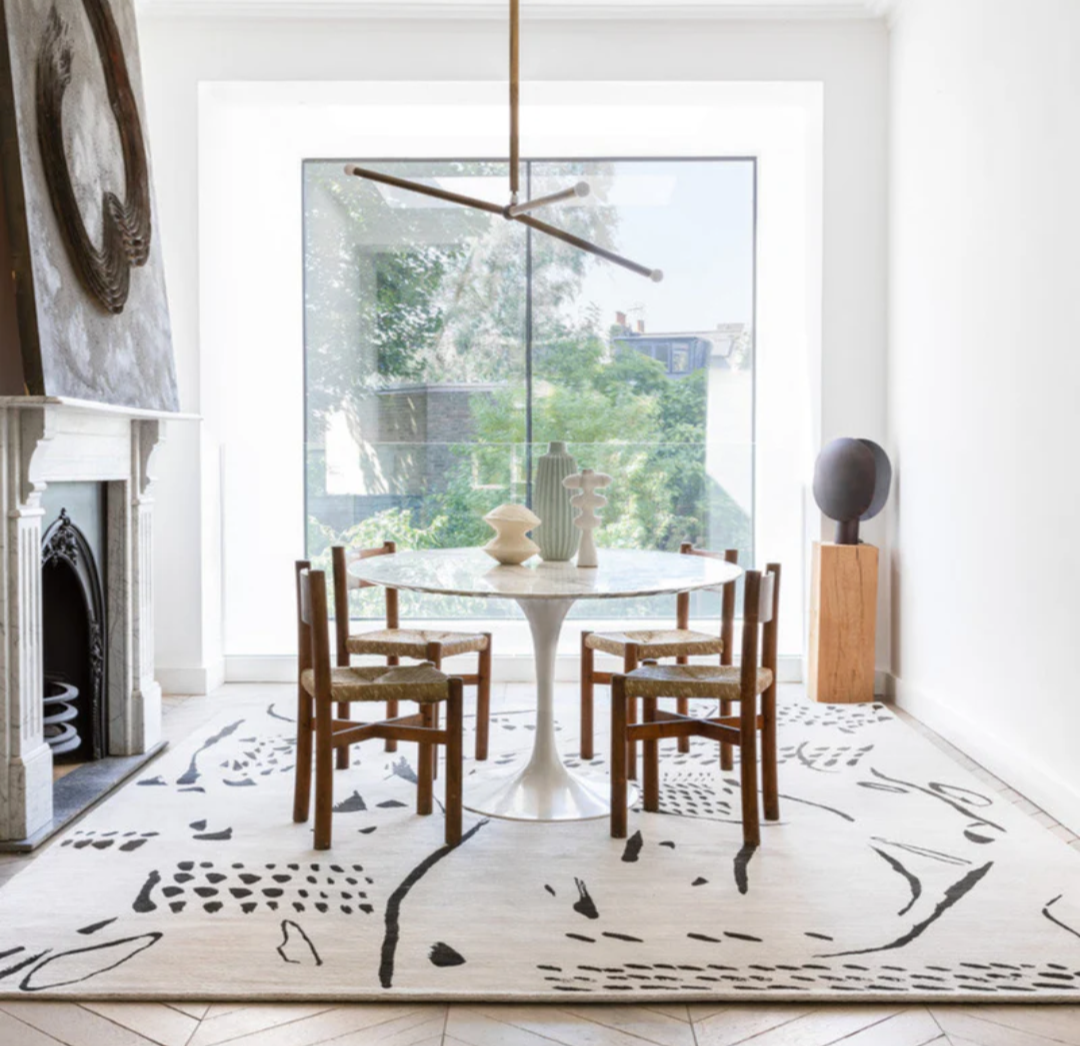 Modern Abstract Black and Grey Area Rug – Hand-Tufted Contemporary Carpet for Living Room, Bedroom & Office Décor