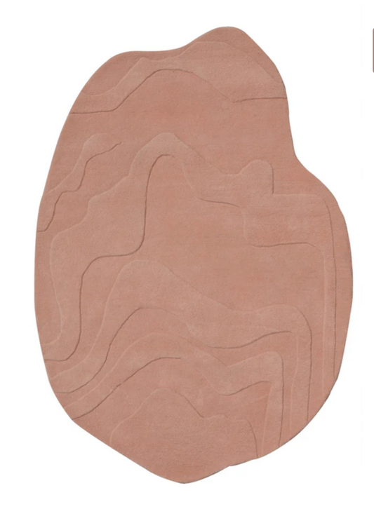 Abstract Irregular Hand Tufted Rug – Modern Peach Pink Area Rug, Organic Shape Contemporary Carpet for Living Room Bedroom Decor