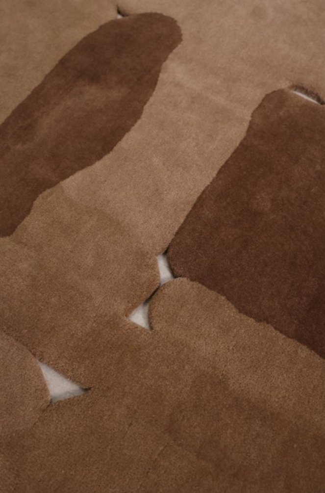 Modern Abstract Hand Tufted Rug – Neutral Beige & Brown Wool Rug for Living Room, Luxury Designer Carpet, Minimalist Home Decor