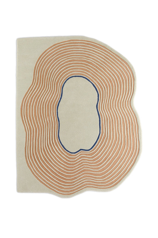 Contemporary Abstract Area Rug | Hand-Tufted Wool Carpet with Modern Wavy Design for Living Room & Bedroom