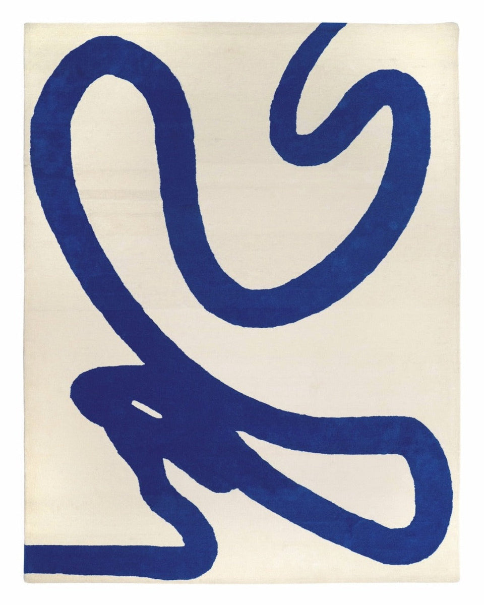Modern Abstract Blue Line Rug – Minimalist Contemporary Art Carpet for Living Room, Bedroom & Office Décor