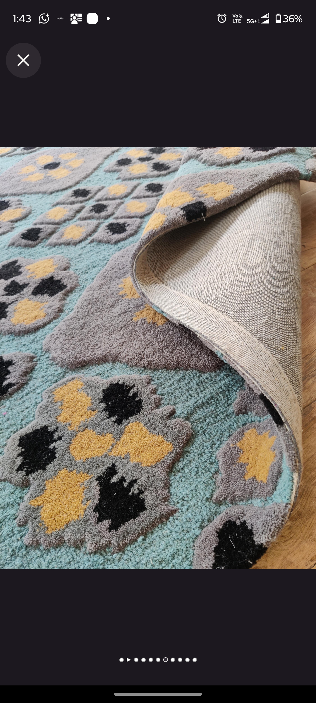 Handmade Wool Geometric Rug | Modern Blue & Grey Area Carpet with Yellow Accents | Contemporary Abstract Pattern Floor Rug for Living Room & Bedroom