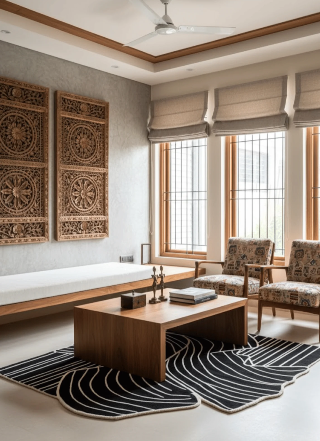 Abstract Black & Ivory Hand Tufted Rug – Modern Sculptural Designer Area Rug