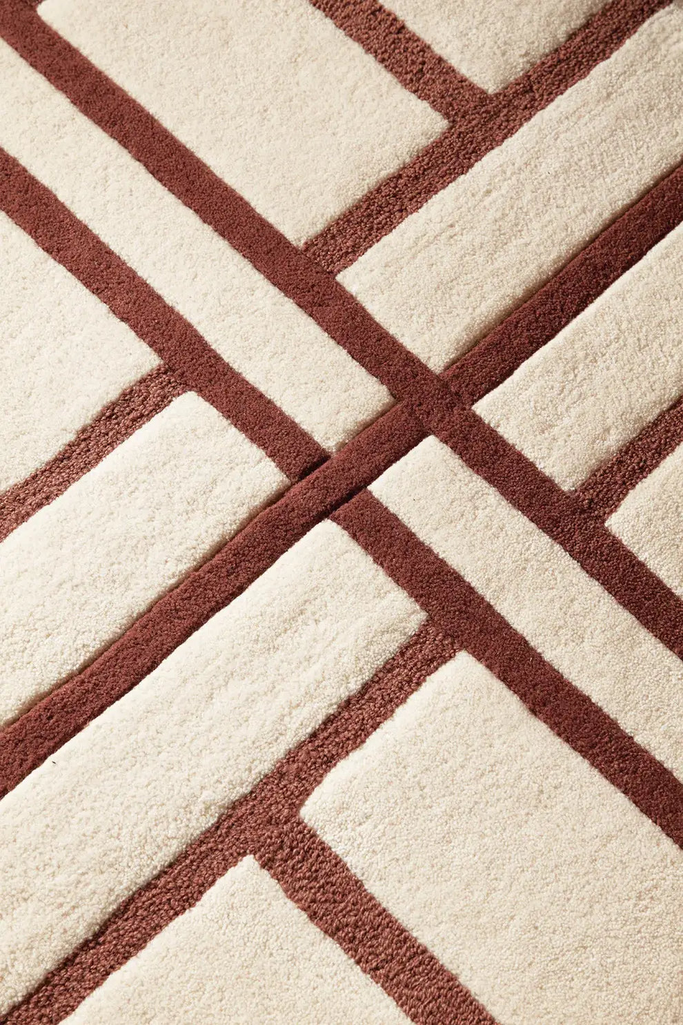 Hand Tufted Geometric Wool Rug – Modern Abstract Grid Pattern Area Rug for Living Room & Bedroom