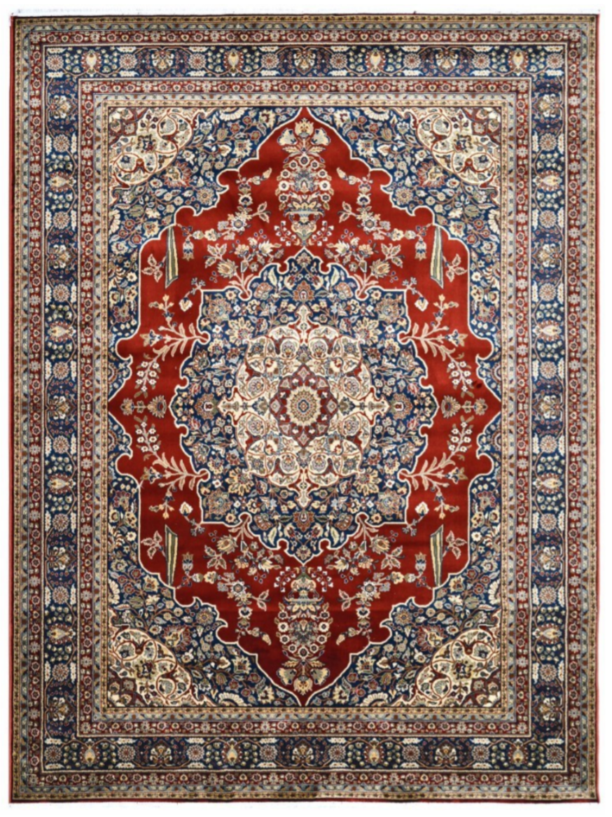 Luxury Persian Silk Rug – Smooth Woven Traditional Floral Carpet, Soft Shiny Finish for Living Room & Bedroom