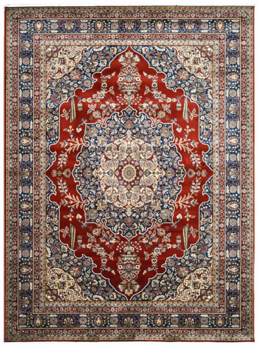 Luxury Persian Silk Rug – Smooth Woven Traditional Floral Carpet, Soft Shiny Finish for Living Room & Bedroom