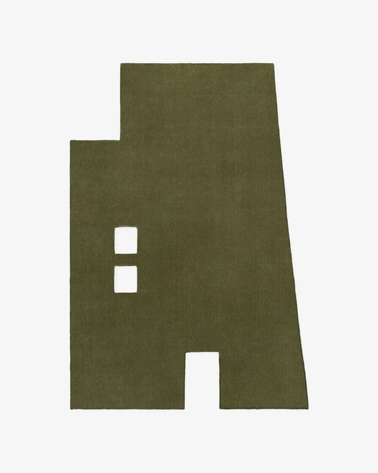 Hand Tufted Olive Green Abstract Rug, Modern Geometric Wool Area Rug, Contemporary Living Room Carpet, Custom Handmade Floor Rug