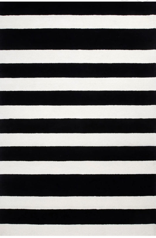 Black and White Striped Area Rug | Modern Minimalist Carpet for Living Room, Bedroom & Office