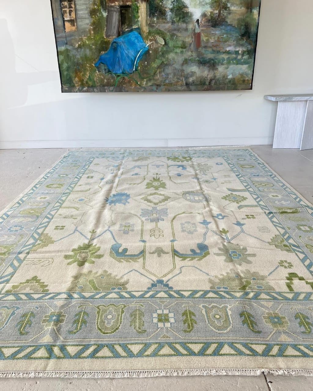 Hand-Knotted Oushak Rug – Traditional Turkish Wool Carpet, Bohemian Antique Style, Living Room & Bedroom Area Rug