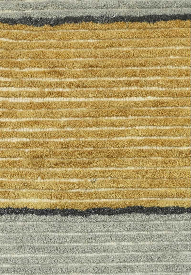 Modern Geometric Hand-Tufted Rug in Grey & Mustard | Contemporary Abstract Line Pattern Carpet for Living Room & Bedroom Decor