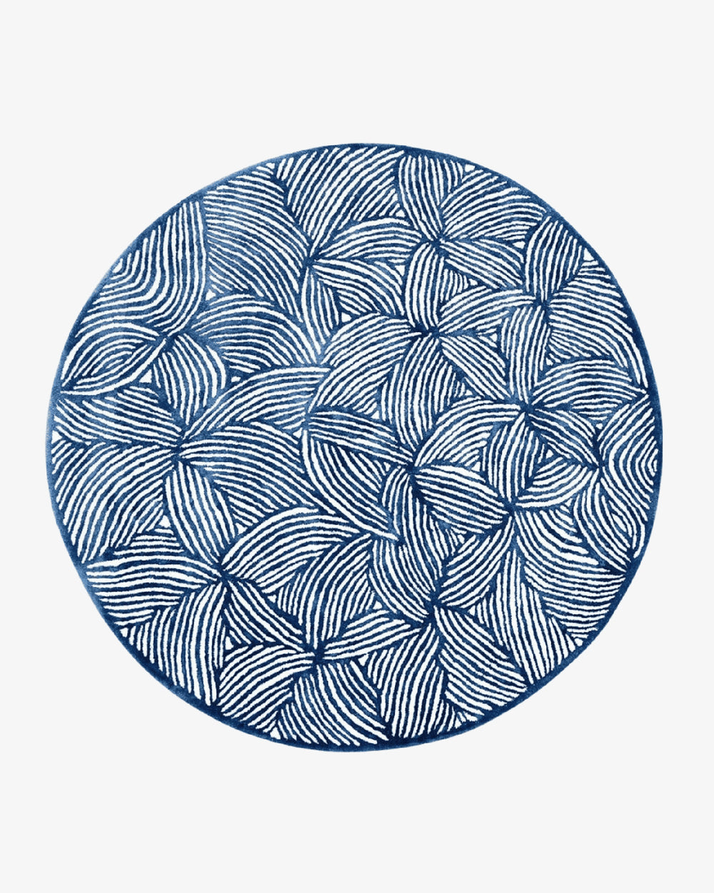 Hand Tufted Round Blue Rug, Modern Geometric Wool Area Rug, Scandinavian Minimalist Carpet, Contemporary Living Room Rug, Handmade Floor Decor