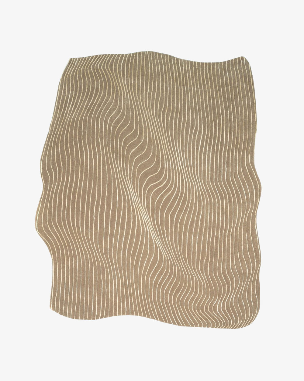 Modern Hand Tufted Wool Rug – Abstract Wavy Line Rug, Neutral Beige Designer Carpet, Contemporary Living Room Rug, Minimalist Area Rug