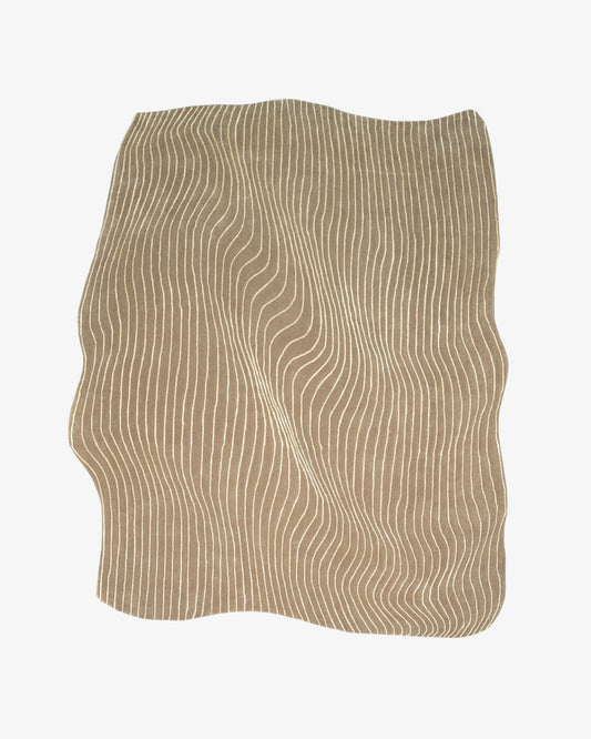 Modern Hand Tufted Wool Rug – Abstract Wavy Line Rug, Neutral Beige Designer Carpet, Contemporary Living Room Rug, Minimalist Area Rug