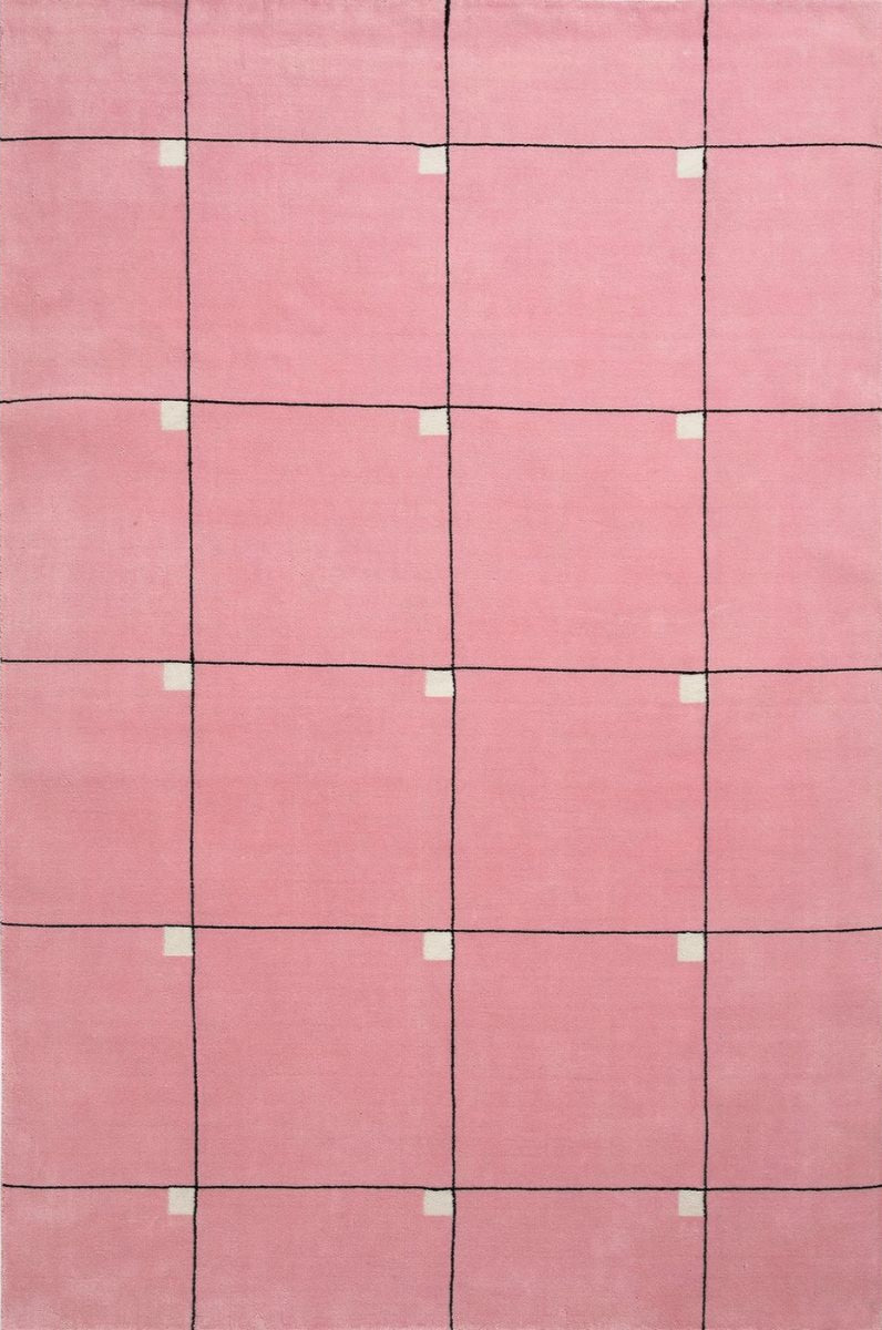 Pink Checkered Area Rug – Modern Minimalist Grid Carpet for Living Room, Bedroom & Office Décor
