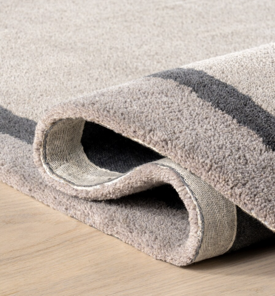 Modern Abstract Irregular Shape Area Rug – Hand-Tufted Organic Shape Carpet in Neutral Tones for Living Room & Bedroom Decor
