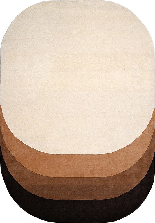 Modern Oval Gradient Rug in Neutral Brown & Beige | Contemporary Hand-Tufted Carpet for Living Room, Bedroom & Office Decor