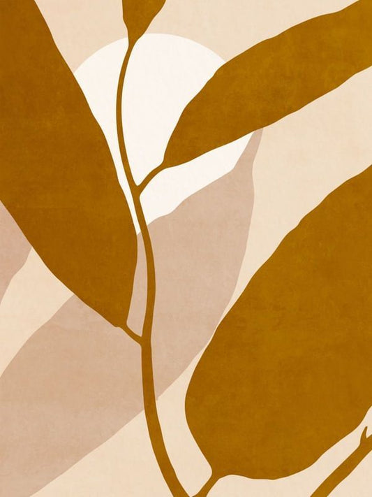 Modern Abstract Botanical Rug – Handwoven Mustard Yellow & Beige Leaf Design Carpet for Living Room, Bedroom & Contemporary Nature-Inspired Home Decor