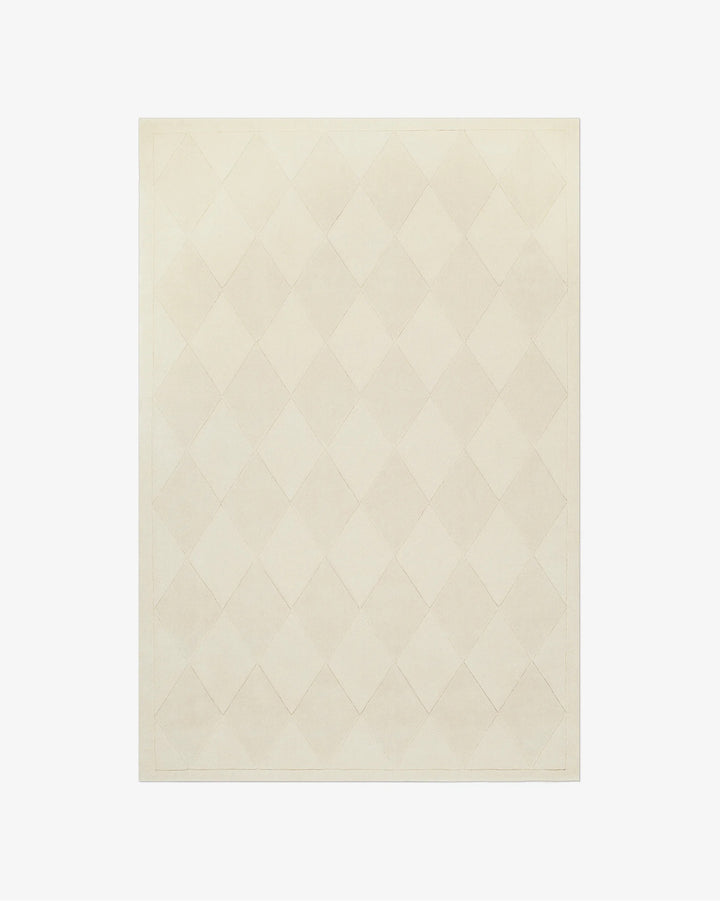 Luxury Hand-Tufted Ivory Diamond Pattern Rug | Modern Minimalist Geometric Carpet for Living Room, Bedroom & Office Decor