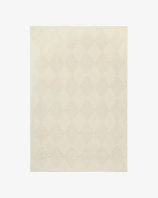 Luxury Hand-Tufted Ivory Diamond Pattern Rug | Modern Minimalist Geometric Carpet for Living Room, Bedroom & Office Decor