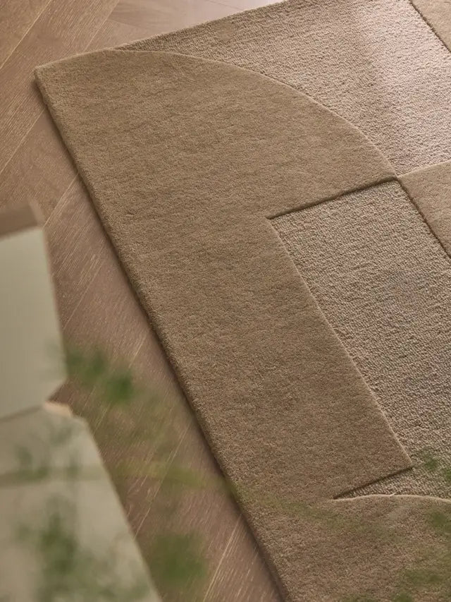 Modern Taupe Geometric Area Rug – Contemporary Neutral Carpet for Living Room, Bedroom & Office Décor