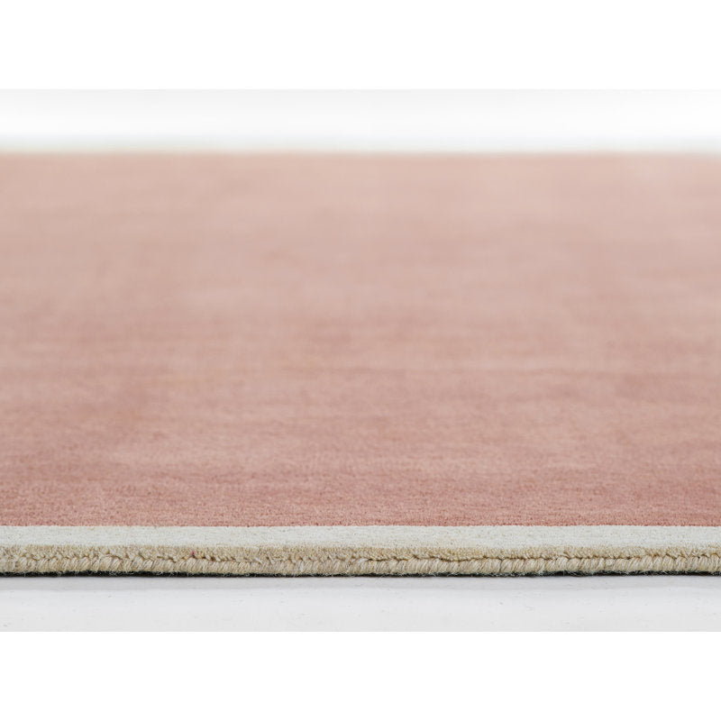 Blush Pink Minimalist Area Rug with Cream Border – Soft Modern Hand-Tufted Carpet for Living Room, Bedroom & Office Décor