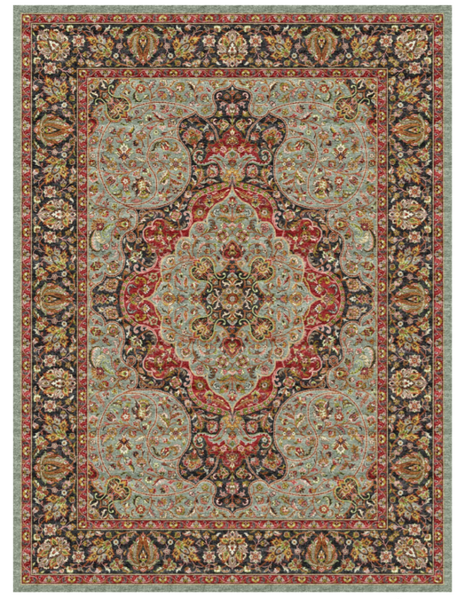 Premium Persian Silk Rug – Royal Floral Medallion Pattern, Elegant Multicolor Silk Carpet for Luxury Living Spaces