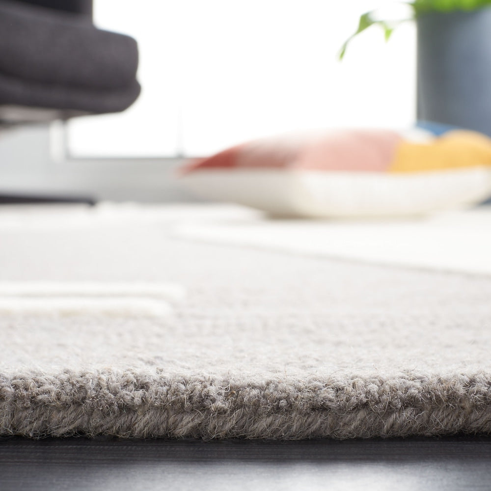 Modern Grey and White Abstract Area Rug – Minimalist Geometric Pattern Carpet for Living Room, Bedroom & Office Decor