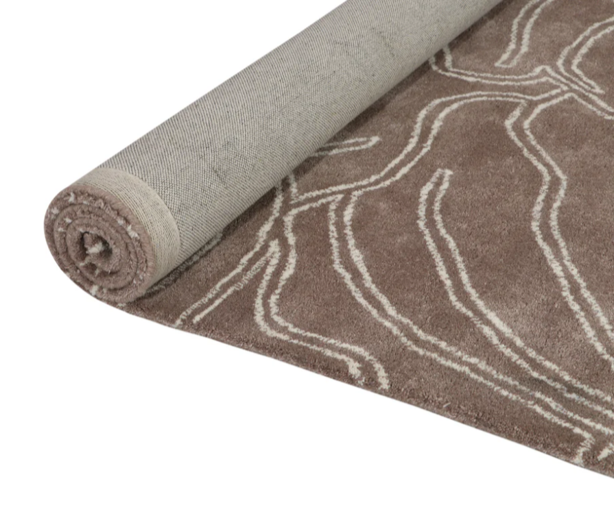 Modern Brown Leaf Pattern Hand-Tufted Area Rug – Soft Contemporary Botanical Carpet for Living Room, Bedroom & Home Décor