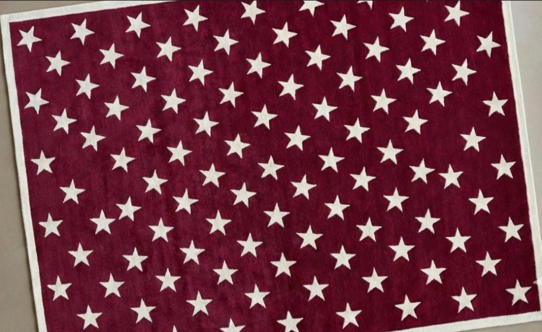 Hand Tufted American Star Rug, Patriotic Area Rug, Red White Blue Wool Carpet, Modern Living Room Rug, Custom Handmade Statement Rug