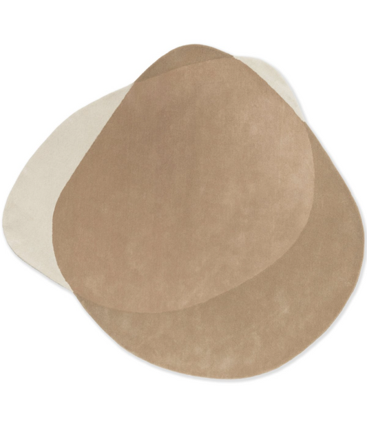 Modern Organic Shape Area Rug – Overlapping Beige & Cream Abstract Design for Contemporary Living Room & Bedroom Décor