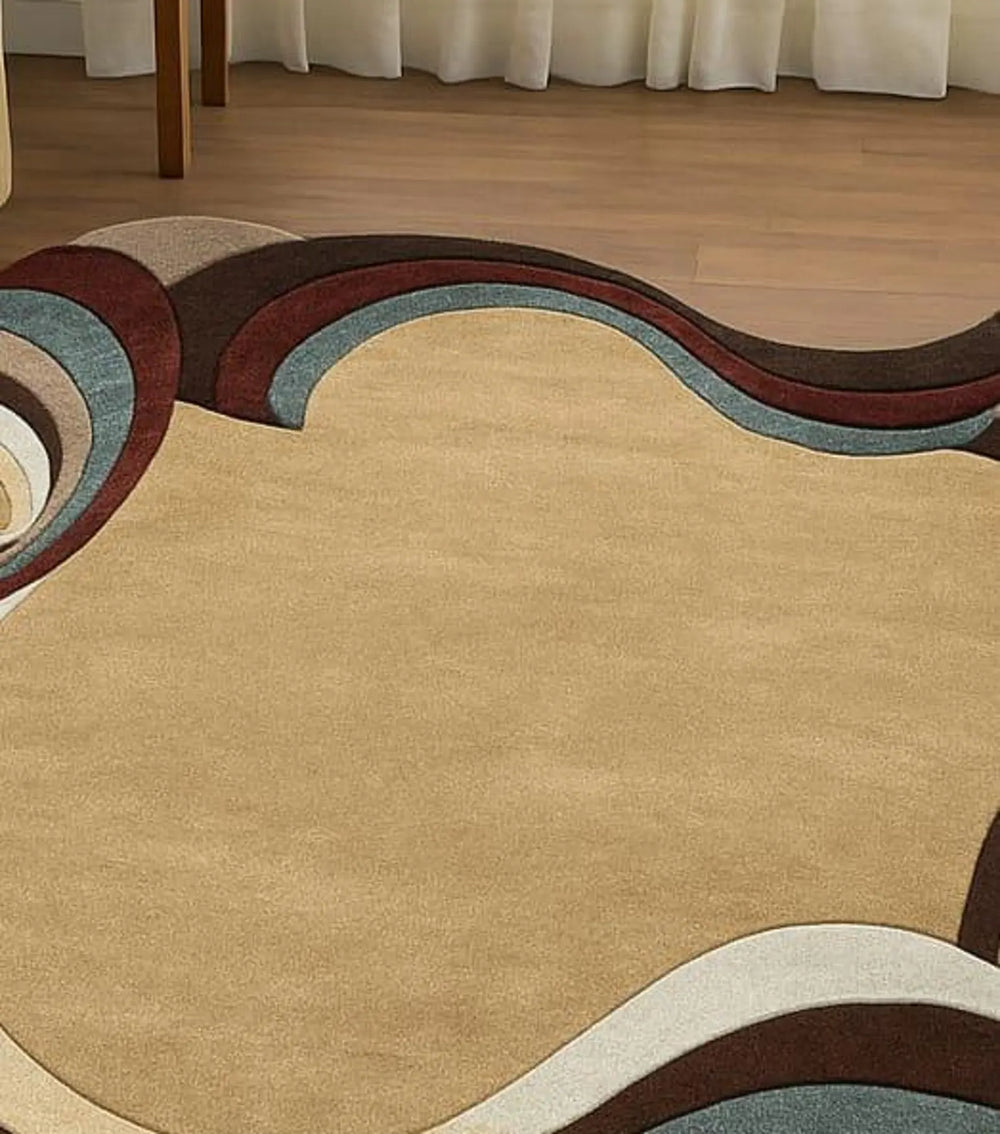 Abstract Irregular Hand Tufted Rug – Modern Wool Area Rug, Contemporary Artistic Carpet, Unique Shape Rug for Living Room, Designer Handmade Rug