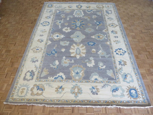 Hand Knotted Oushak Rug – Vintage Turkish Style Area Carpet, Soft Pastel Boho Decor, Luxury Living Room Rug