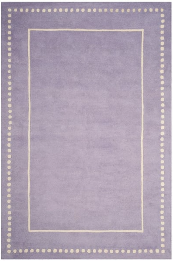 Lavender Purple Modern Border Wool Area Rug – Soft Hand-Tufted Carpet with Minimalist Dotted Edge for Living Room, Bedroom & Home Décor