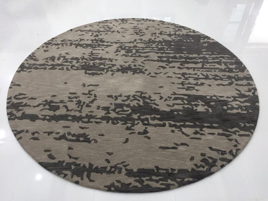 Modern Round Area Rug – Abstract Grey & Beige Pattern Carpet for Living Room, Bedroom, or Office – Soft & Durable Contemporary Floor Decor