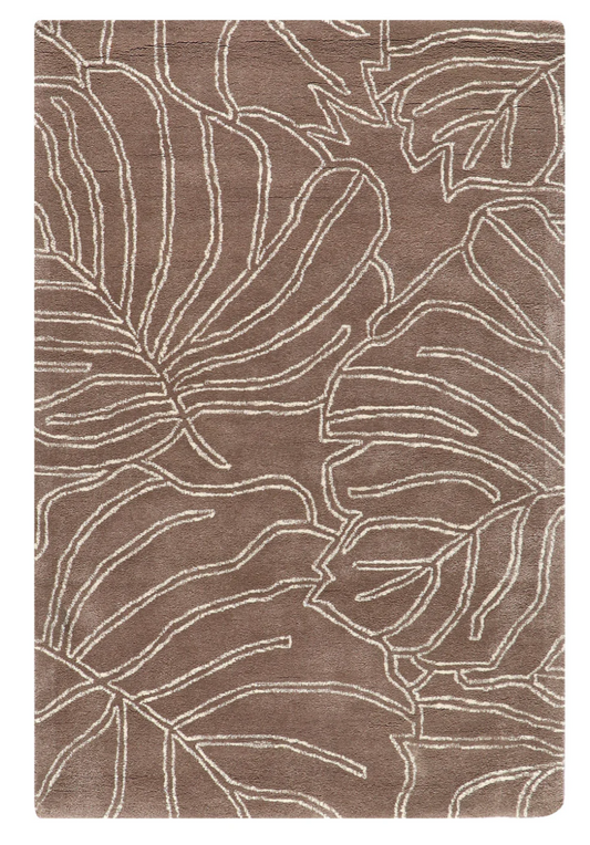 Modern Brown Leaf Pattern Hand-Tufted Area Rug – Soft Contemporary Botanical Carpet for Living Room, Bedroom & Home Décor