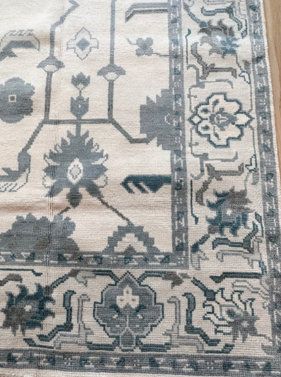 Luxury Hand-Knotted Oushak Rug – Authentic Turkish Design | Soft Wool Vintage Style Area Carpet for Living Room & Bedroom