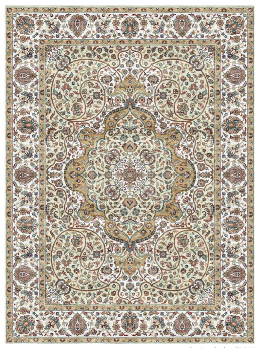 Luxury Persian Silk Area Rug – Classic Medallion Design, Premium Fine Silk Carpet for Elegant Living Rooms