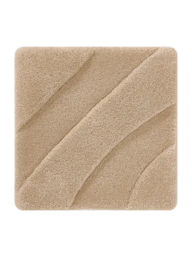 Contemporary Round Taupe Wave Design Rug – Modern Neutral Carpet for Living Room, Bedroom & Office Décor